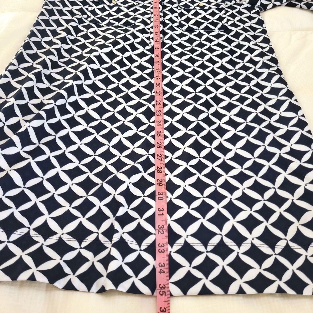 Vineyard Vines Margo Harbor Shirt Dress Navy White Nautical Geometric Latice L - Picture 9 of 10
